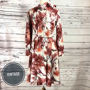 Vintage 60’s Secretary Pussy Bow Floral Shirtdress
